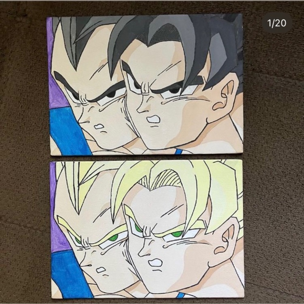 NEW ORIGINAL GOKU & VEGETA SUPER SAIYAN /SAIYAN FUSE DRAGON BALL Z ART PRINT